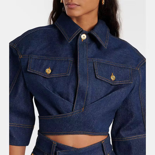 Denim skirt and jacket set