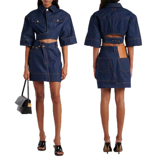 Denim skirt and jacket set