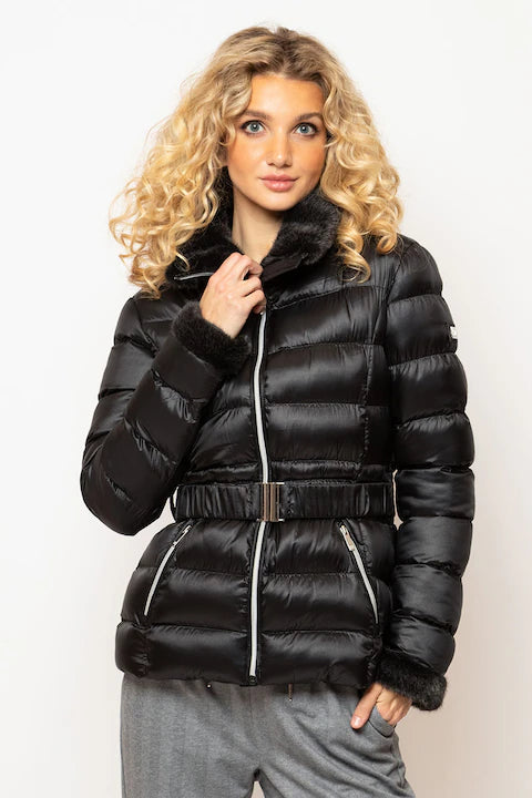 Gold effect jacket. Geaca matlasata cu efect lucios KALINKA FURS