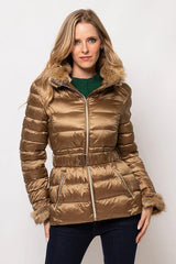 Gold effect jacket. Geaca matlasata cu efect lucios KALINKA FURS