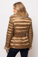 Gold effect jacket. Geaca matlasata cu efect lucios KALINKA FURS