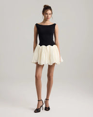 Luna rochie mini alb negru