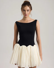 Luna rochie mini alb negru