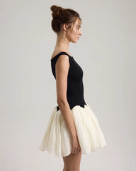 Luna rochie mini alb negru