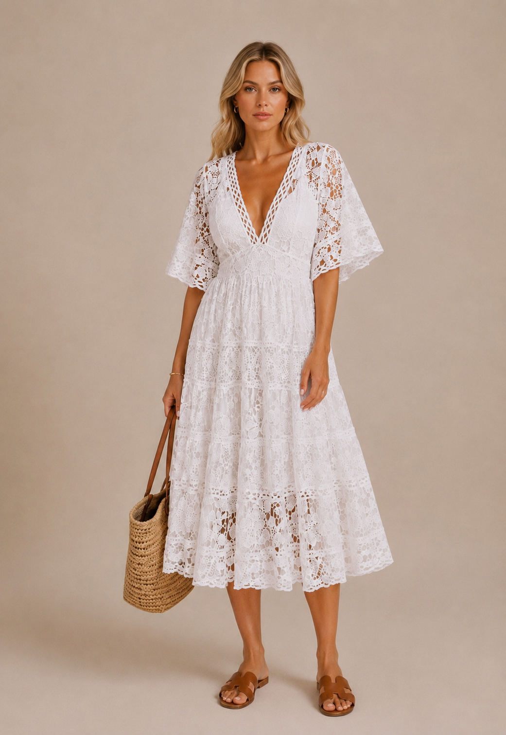 Rochie de vară midi din dantela