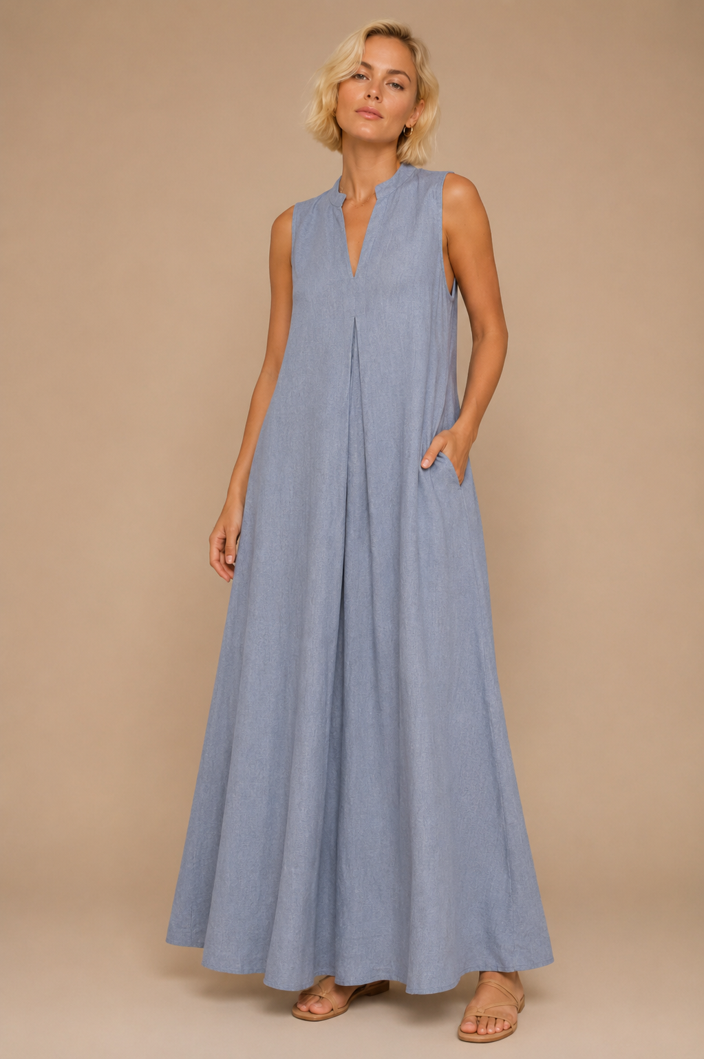 Luna – Rochie Lungă din In 100%