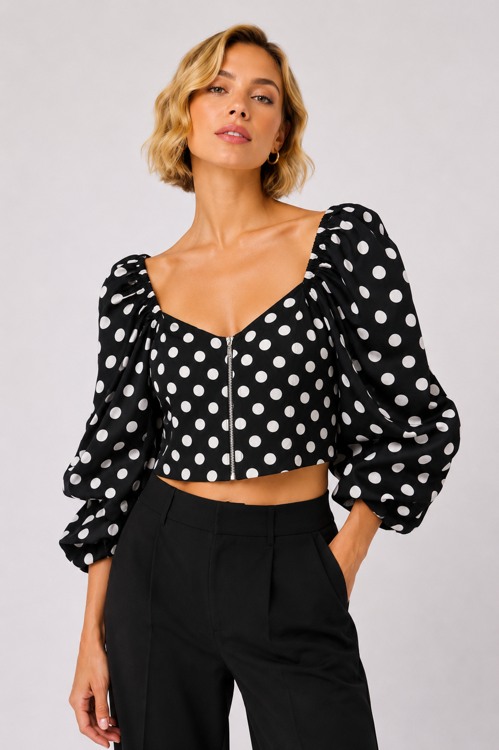 Bluză top cu buline, M