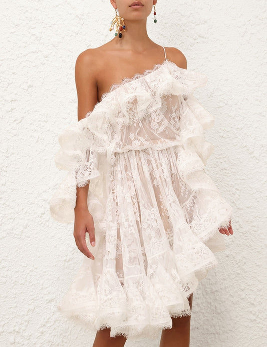 Lilian white one shoulder dress