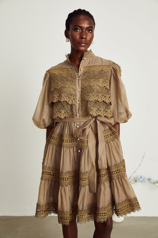 Giovana Rochie midi cu dantelă