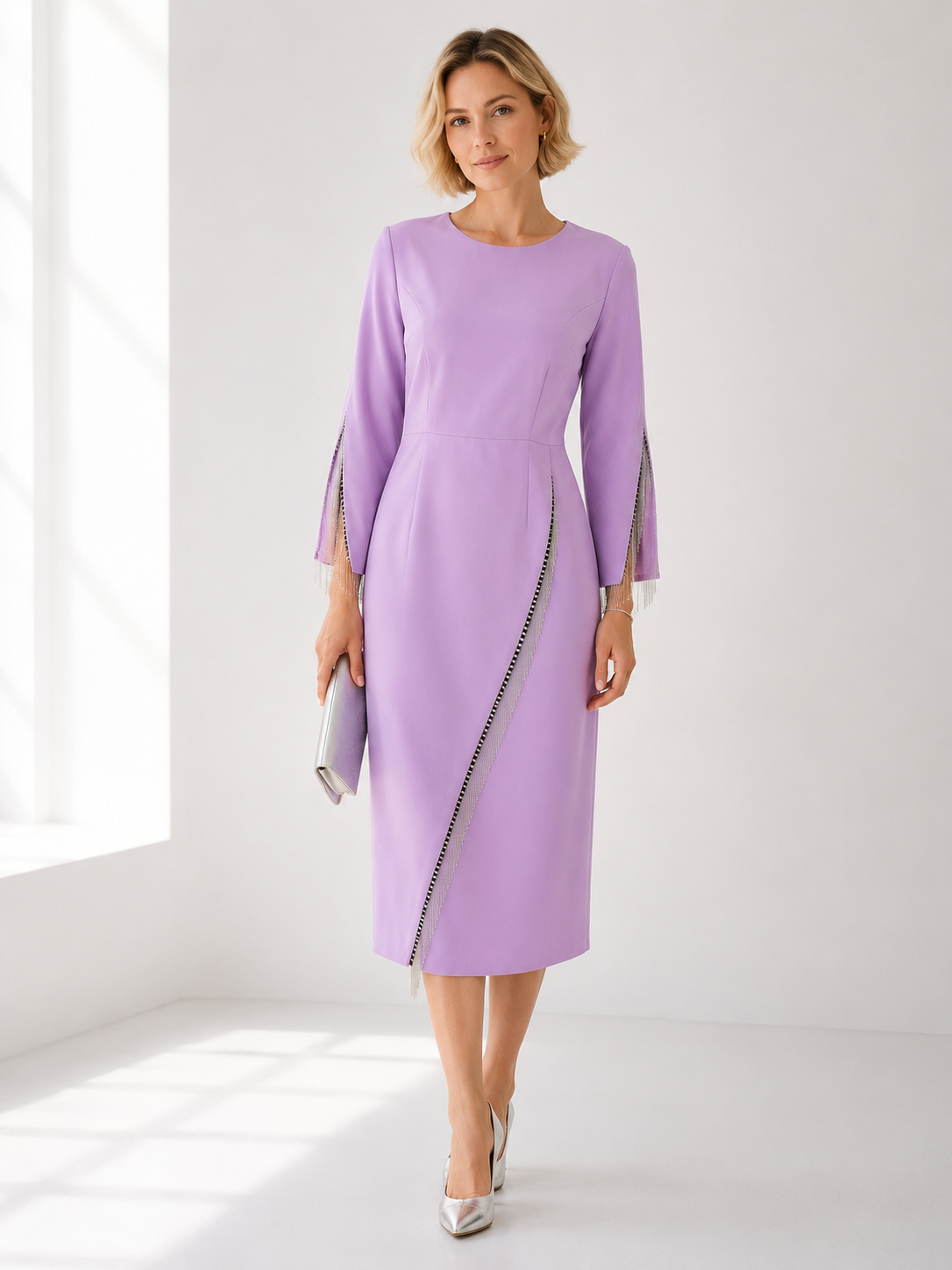 Rochie midi eleganta cu mâneci