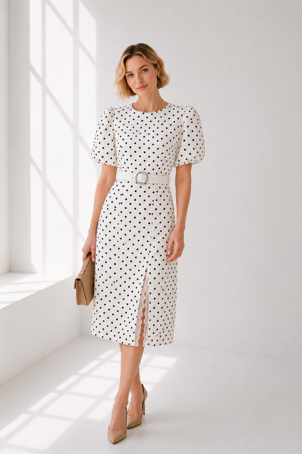 Rochie office midi cu buline