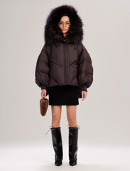 The Puf jacheta de iarnă cu puf și guler de blană