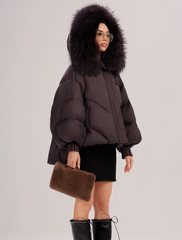 The Puf jacheta de iarnă cu puf și guler de blană