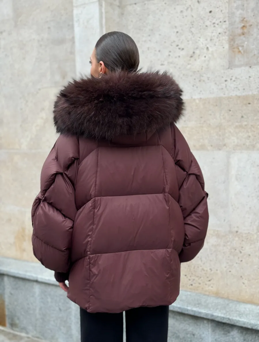 The Puf jacheta de iarnă cu puf și guler de blană