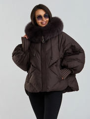 The Puf jacheta de iarnă cu puf și guler de blană