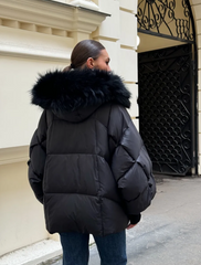 The Puf jacheta de iarnă cu puf și guler de blană