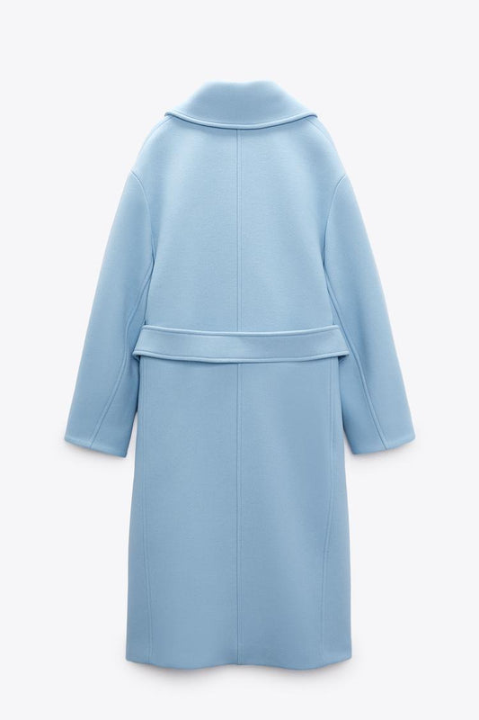 Sky blue wool coat. Palton de lana albastru KALINKA FURS