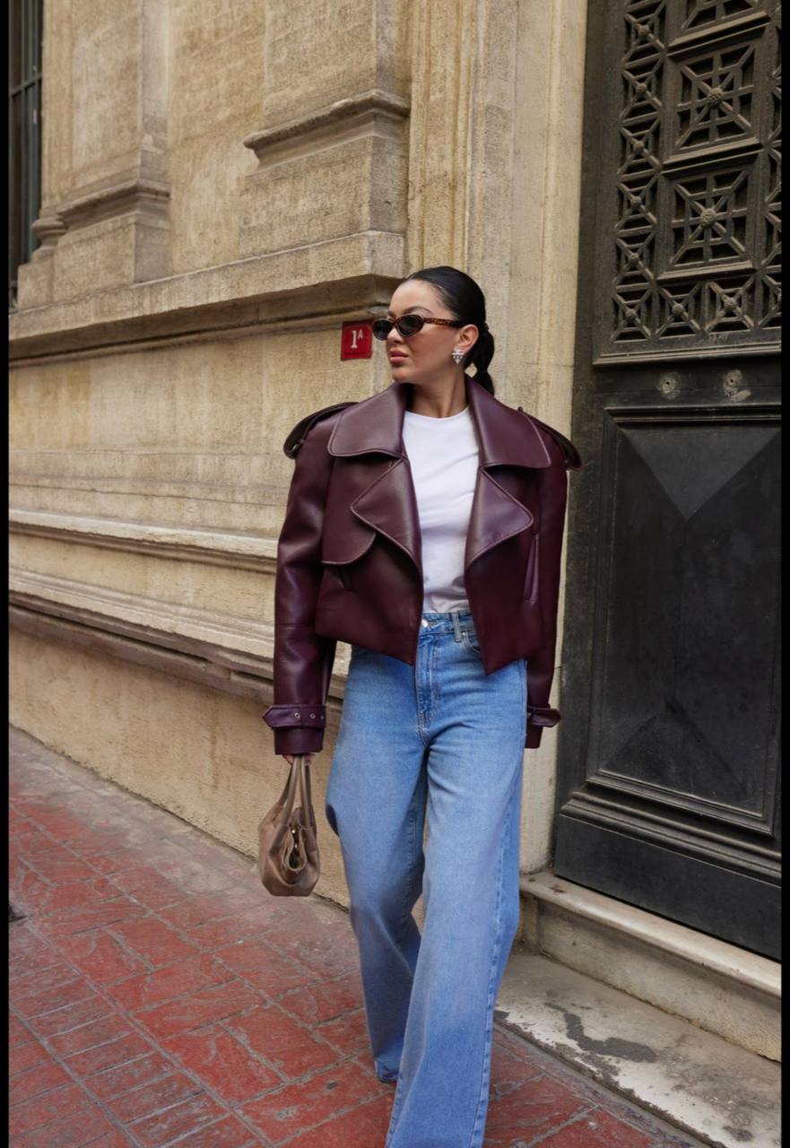 Vegan leather jacket. Geaca eco cu epoleți KALINKA FURS