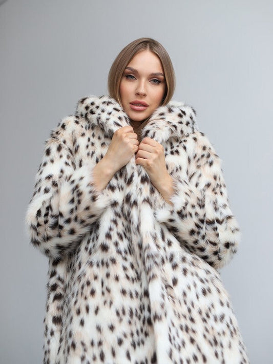 Women's Faux Fur Midi Winter Coat Eco Lynx KALINKA FURS