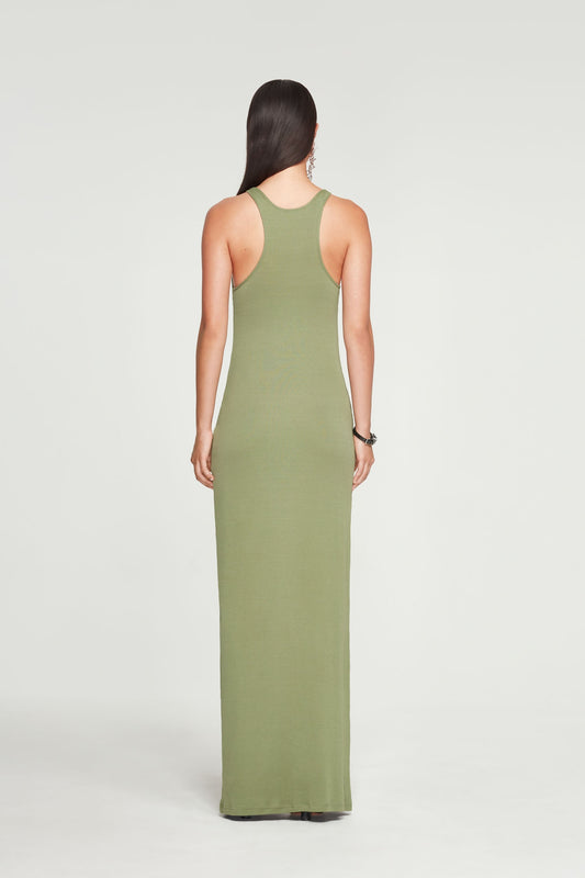 Xenya long dress with invisible straps, green