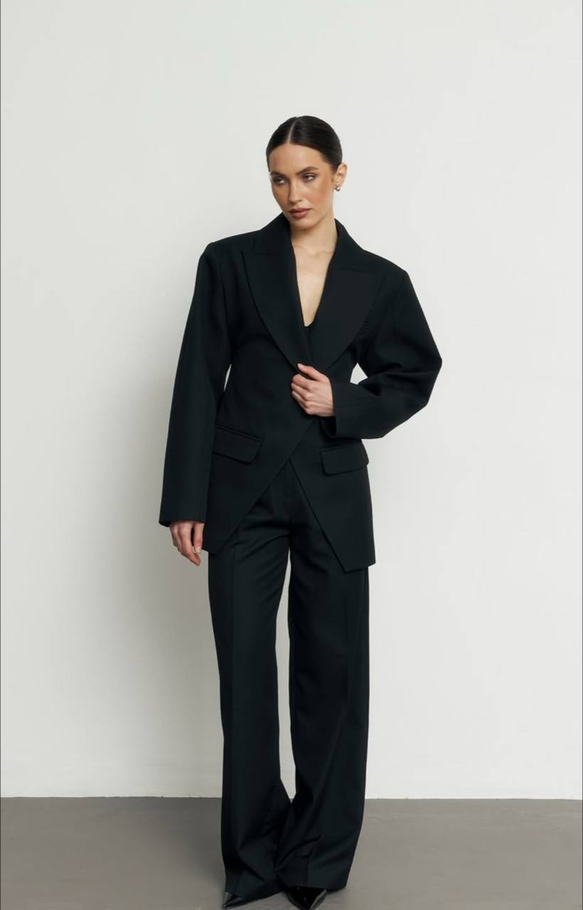 Set sacou cu umeri dublați și pantaloni KALINKA FURS