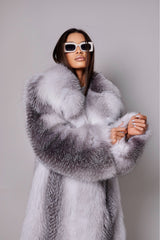 Marina jacheta din blană naturală de vulpe argintie de colecție
