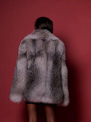 Georgia jacheta din blană naturală de vulpe argintie