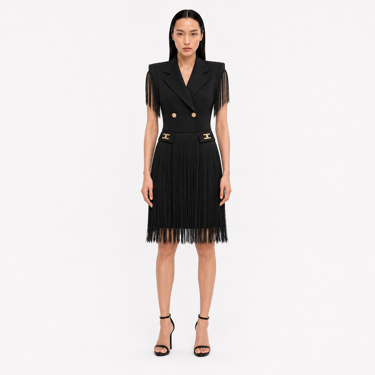 Rochie tip vesta cu franjuri