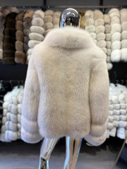 Natural white polar fox fur jacket
