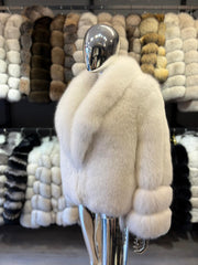 Natural white polar fox fur jacket
