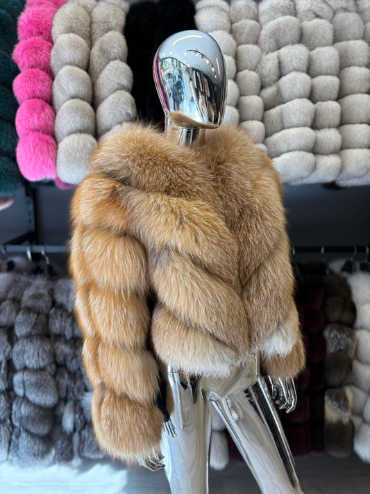 Jacheta din vulpe naturala in fasii