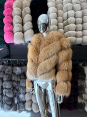 Jacheta din vulpe naturala in fasii