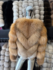 Jacheta din vulpe naturala in fasii