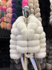Natural polar fox fur jacket, all white