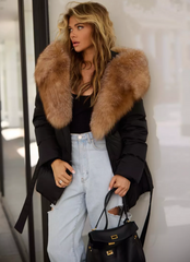 Winter Jacket with Fox Collar. Jacheta de iarna cu guler de vulpe KALINKA FURS