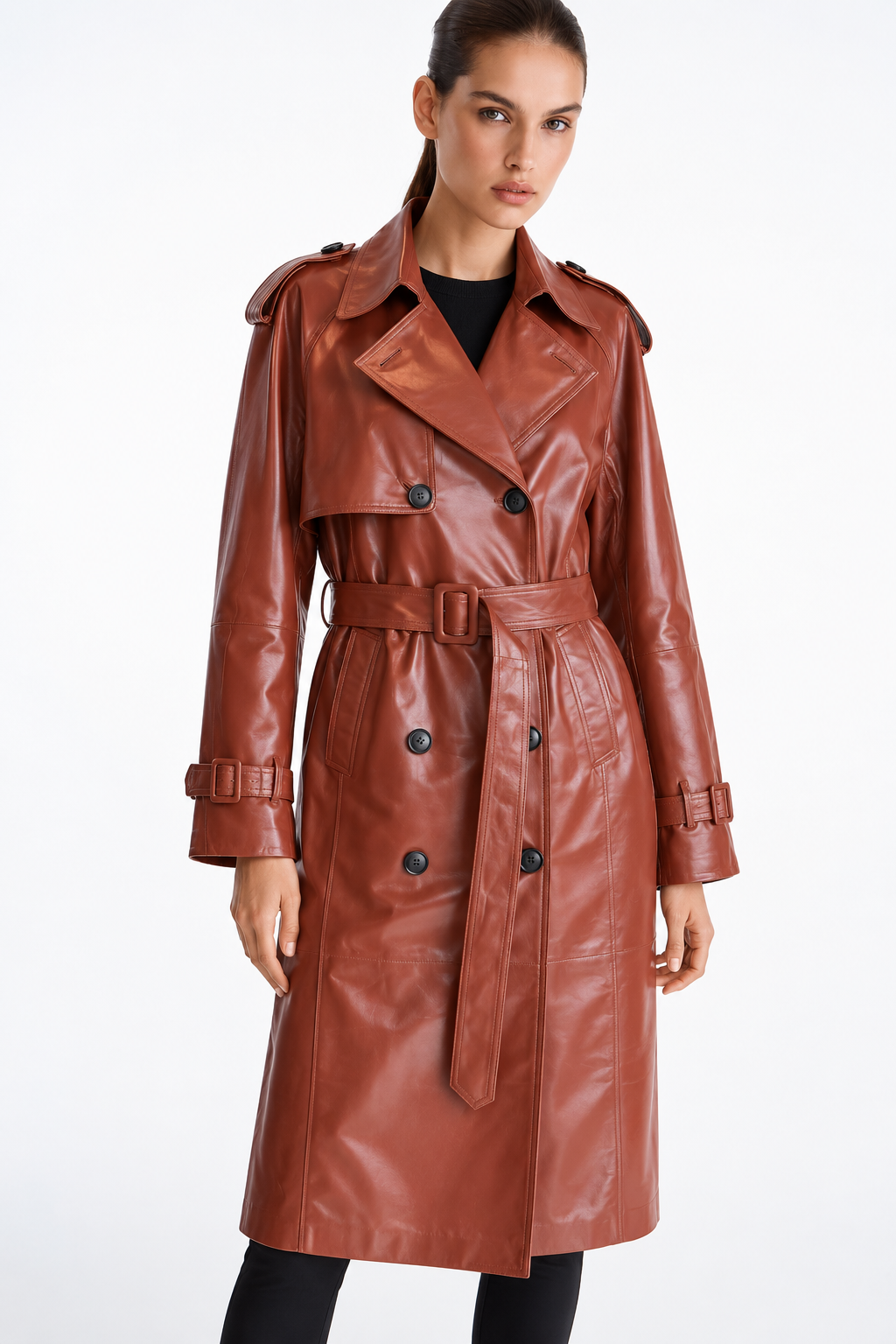 Stella trench din piele naturala