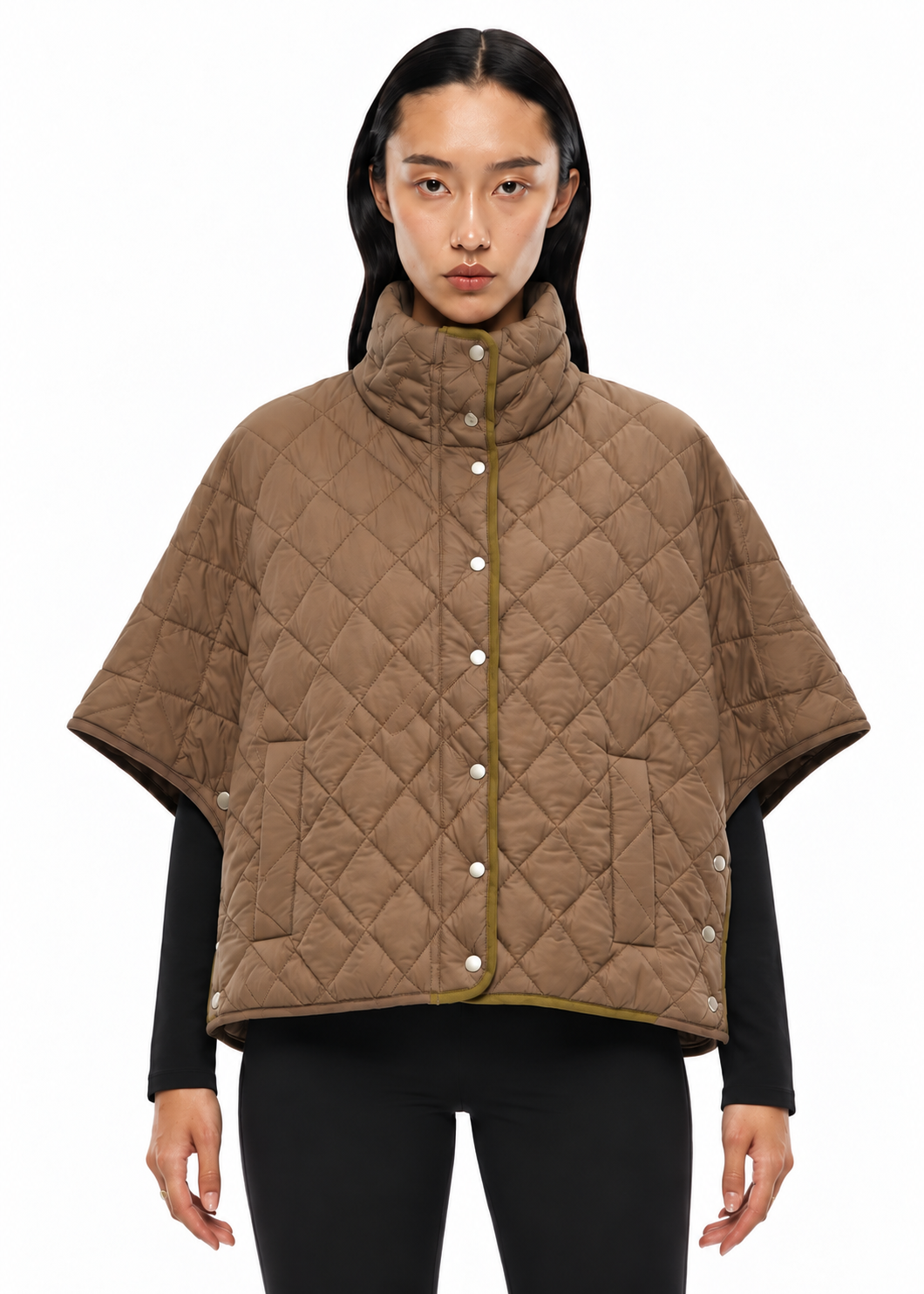 Mocha-Poncho mit Dreiviertelärmeln