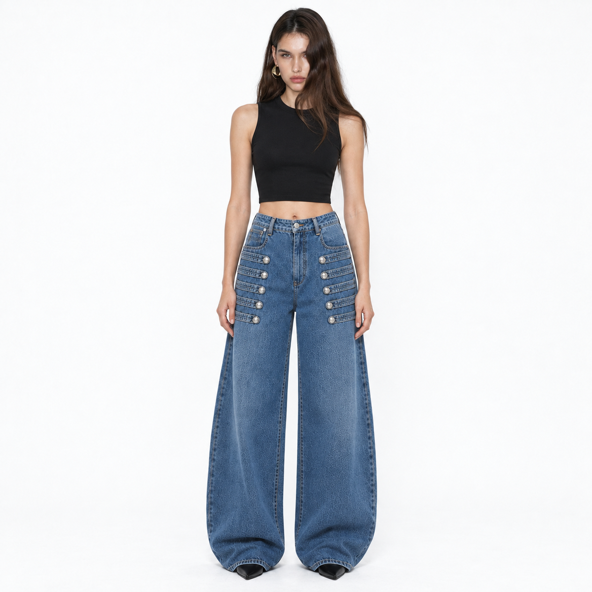 Yrma Weite Jeans mit Knöpfen