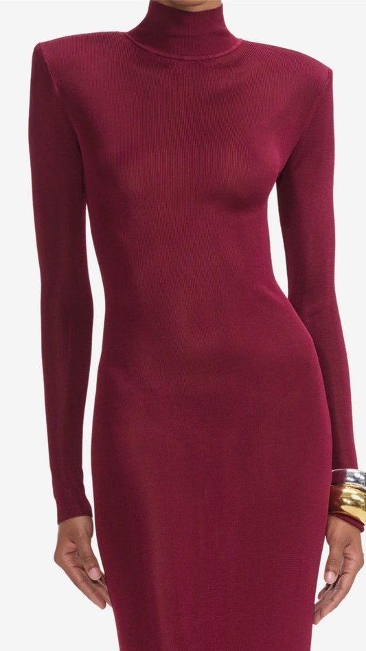 Rochie Maxi cu gât bordo KALINKA FURS