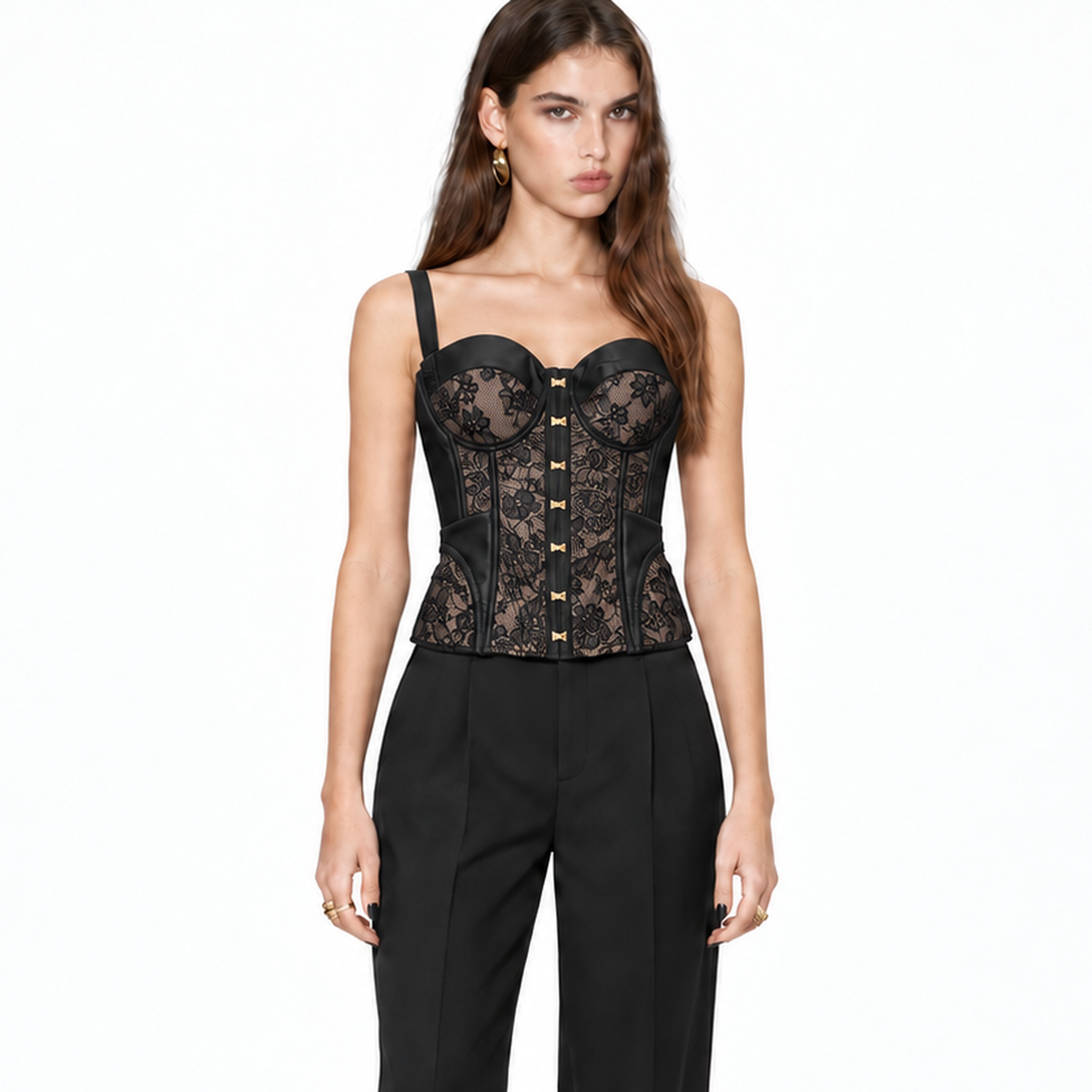 Corset negru dantelat