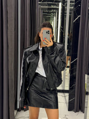 Shoulders Leather Jacket. Geaca cu umeri largi KALINKA FURS