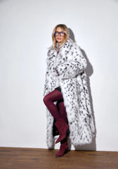 Aria Organic lynx fur coat with lynx inserts