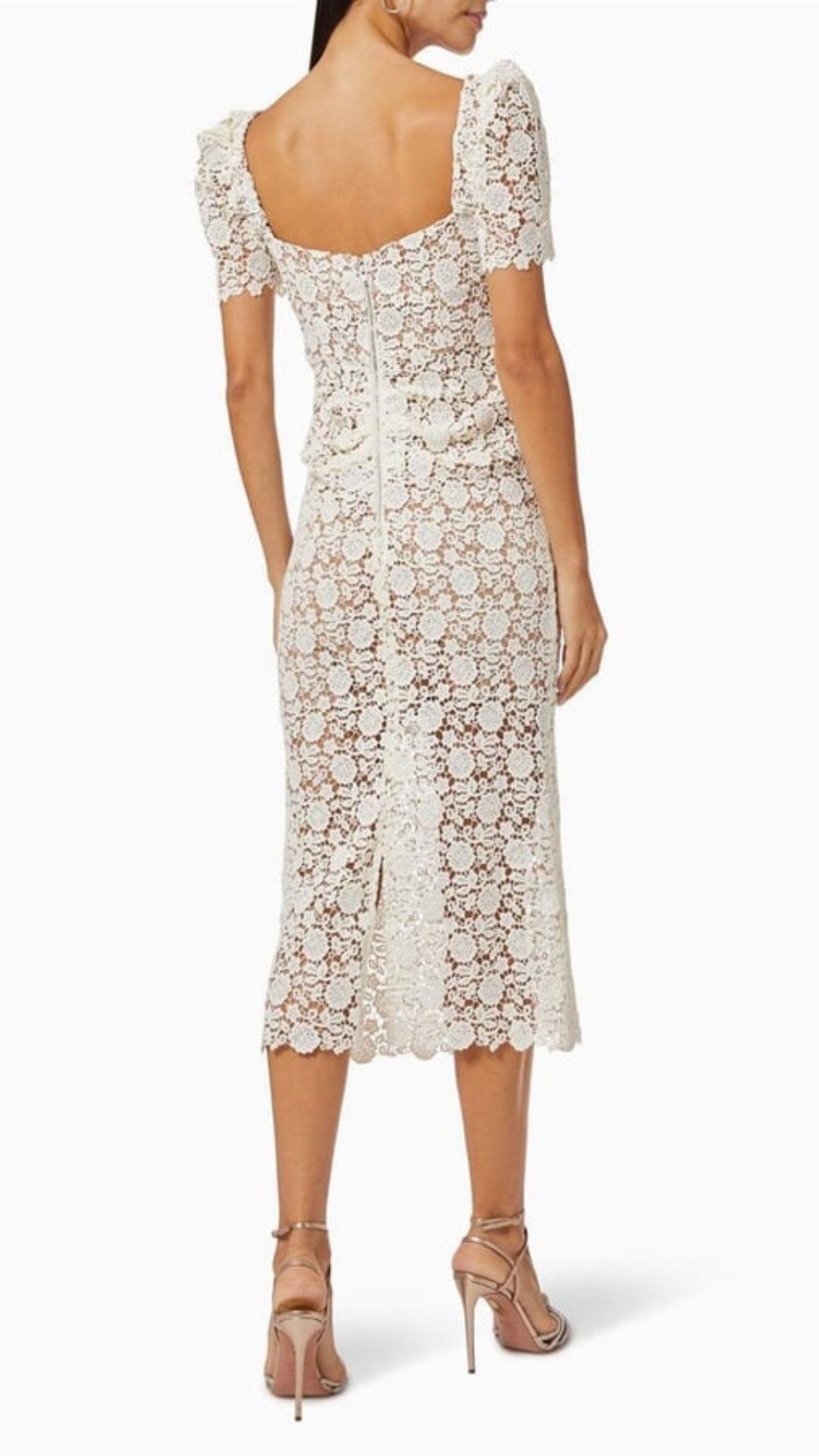 Rochie Crem Midi Dantela KALINKA FURS