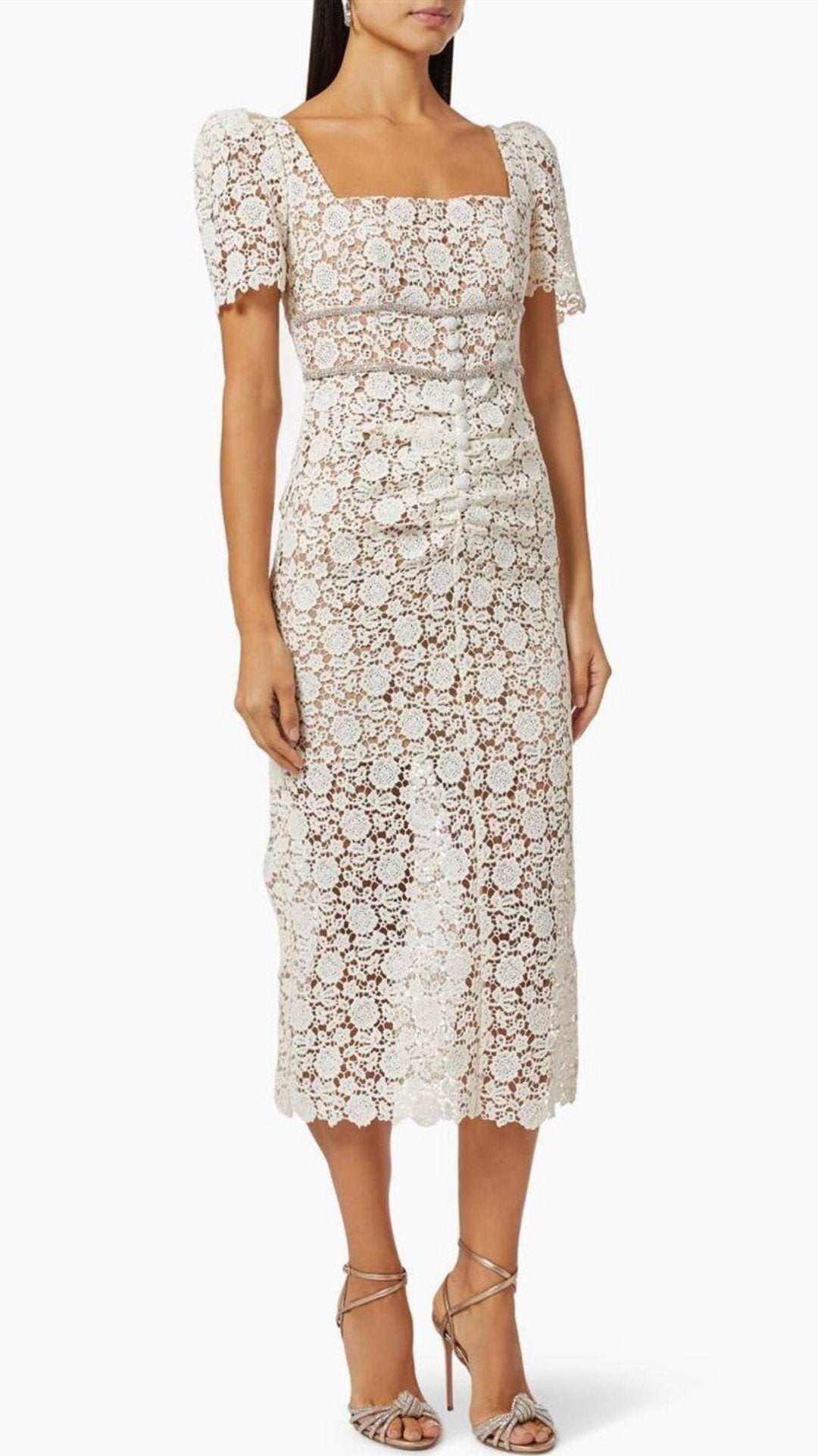 Rochie Crem Midi Dantela KALINKA FURS