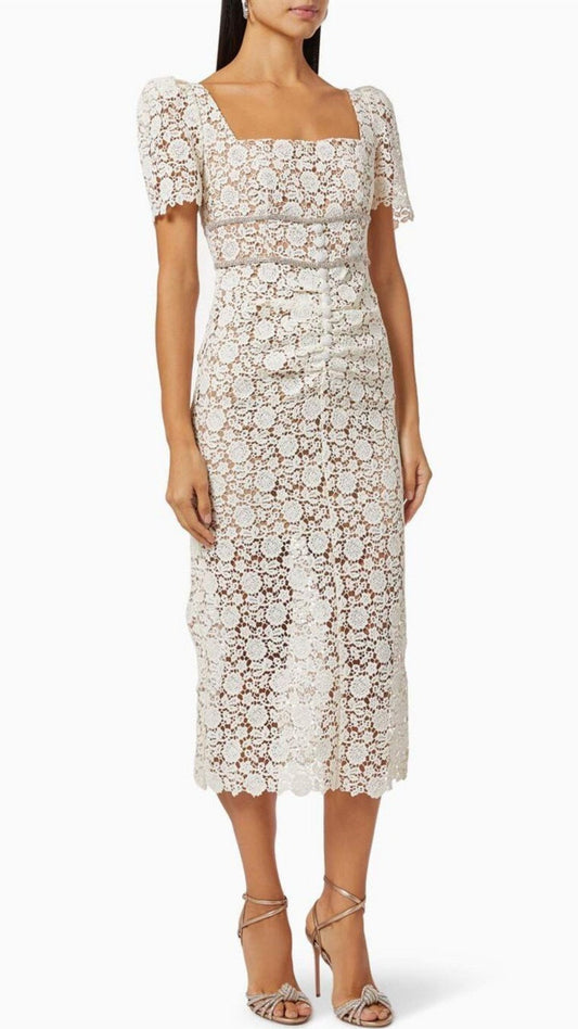 Rochie Crem Midi Dantela KALINKA FURS