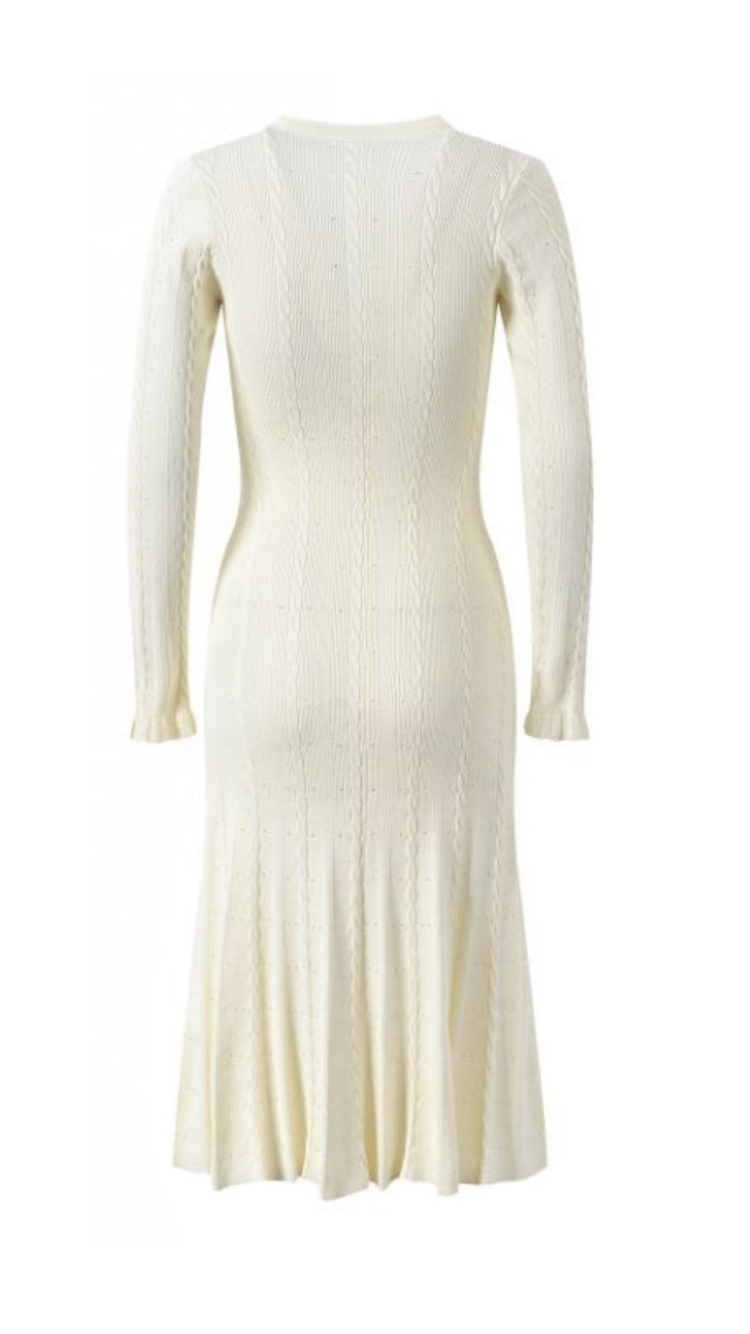 Rochie din tricot cu nasturi, lungime midi, crem KALINKA FURS