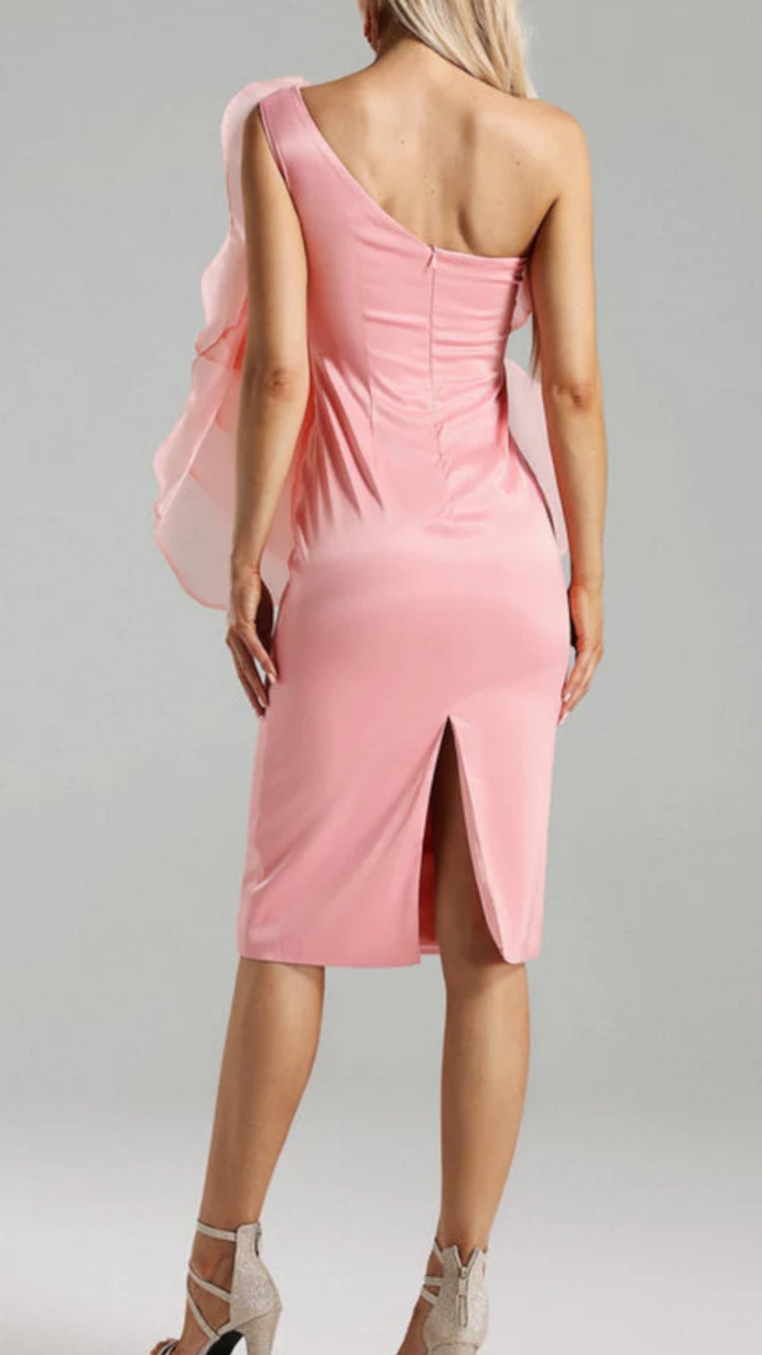 Rochie din satin cu trandafiri roz KALINKA FURS