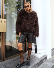 Marlene Natural Mongolian sheepskin coat, dark brown