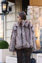 Sabine Natural silver fox fur coat