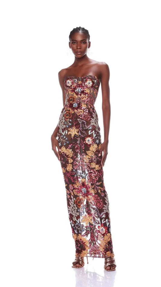 Rochie florală model fără bretele KALINKA FURS